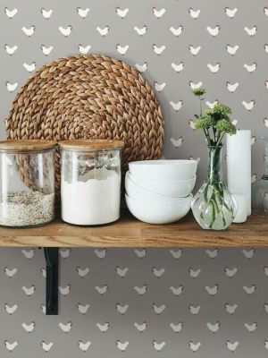 Roost Wallpaper In Grey And Red From The Simply Farmhouse Collection By York Wallcoverings