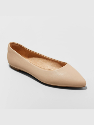 Women's Corinna Pointed Toe Ballet Flats - A New Day™ Tan