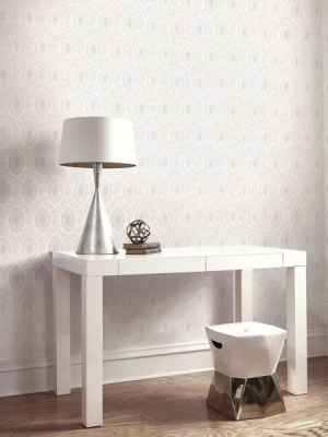 Palladium Medallion Wallpaper In Light Grey By Seabrook Wallcoverings