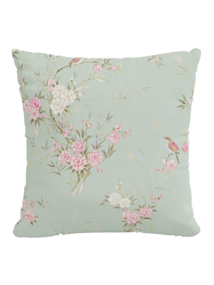 Rachel Ashwell X Cloth & Company - Linen Pillow - Bird Chinoiserie Green