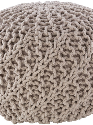 Malmo Knitted Pouf In Ivory