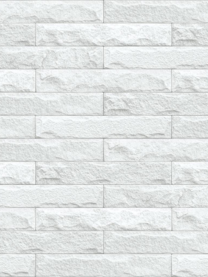 Limestone Brick Peel-and-stick Wallpaper In Eggshell And Grey By Nextwall