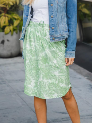 Palm Print Weekend Skirt - Green