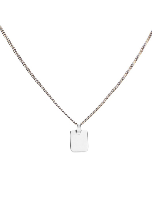 Curb Chain Tag Necklace In Silver