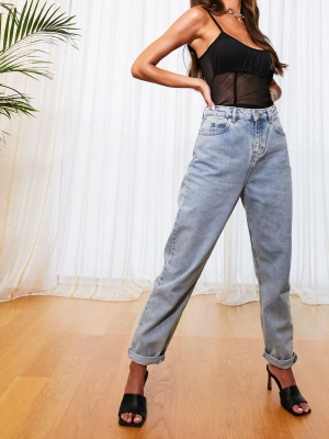 Asos Design High Rise 'original' Mom Jeans In Lightwash