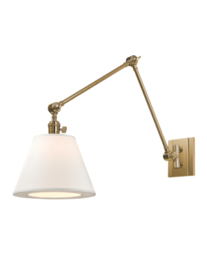 Hudson Valley Lighting Hillsdale Sconce - Aged Brass & White