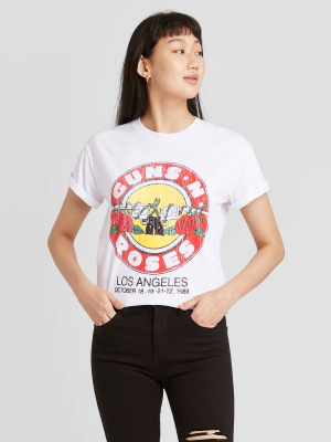 Women's Guns N' Roses Boyfriend Fit Short Sleeve Graphic T-shirt - White