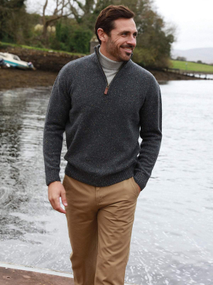 Men's Donegal Blend V-neck Zip Sweater
