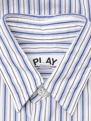 Comme Des Garcons Play Kid's Striped Shirt - White/blue/brown