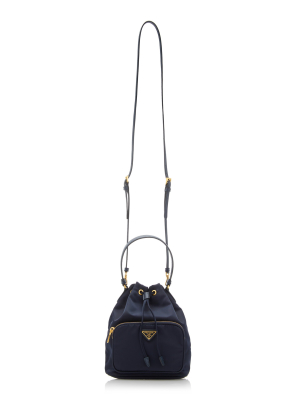 Small Leather-trimmed Nylon Bucket Bag