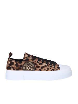 Dolce & Gabbana Portofino Leopard Printed Sneakers