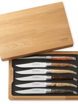 Laguiole En Aubrac Mixed Wood Steak Knife Set, Set Of 6