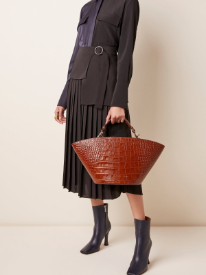 Croc-effect Leather Tote