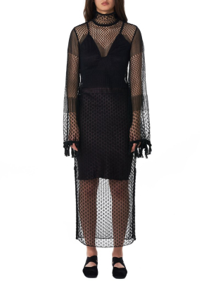 Patterned Net Dress (kn012-black)