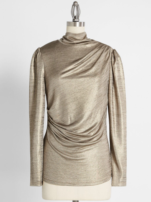 Draped In Dramatics Mock Neck Top