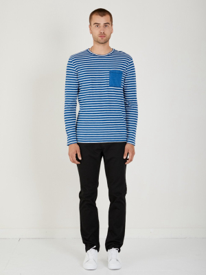 Thick Stripe Indigo Crewneck