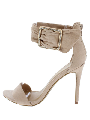 Dashing21 Nude Open Toe Ankle Buckle Band Stiletto Heel