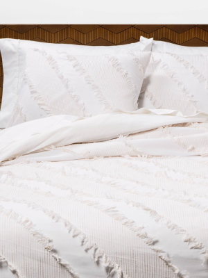 White Diagonal Textured Duvet & Sham Set - Opalhouse™