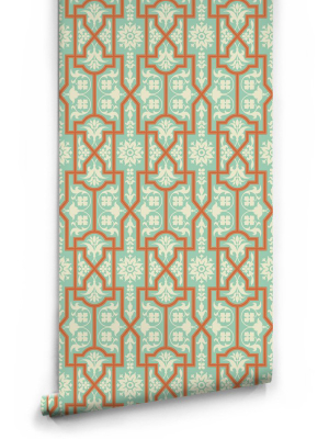 Architectural Wallpaper In Apricot Slice By Milton & King