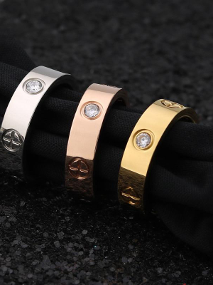 Style Screw Ring (rose Gold Stainless Steel)