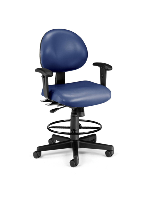 24 Hour Ergonomic Antimicrobial Vinyl Task Chair With Arms And Drafting Kit - Ofm