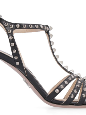 Prada Studded T-bar Strap Sandals