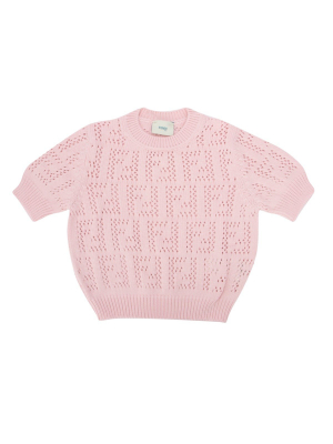 Fendi Kids Ff Motif Short Sleeve Knit Jumper