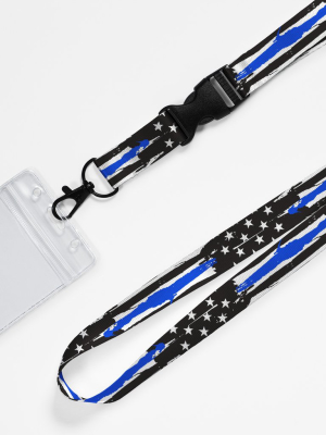 Brushed Thin Blue Line Lanyard