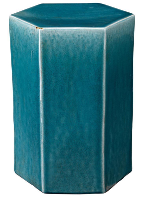 Jamie Young Small Porto Side Table In Azure Ceramic