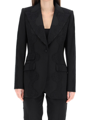 Dolce & Gabbana Lace Detail Single Breasted Blazer