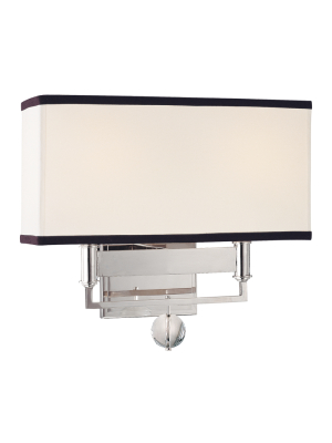 Gresham Park 2 Light Wall Sconce With Black Trim On Shade