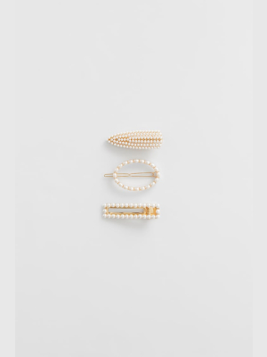 Three-pack Of Faux Pearl Barrettes