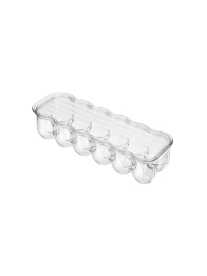 Mdesign Plastic Egg Storage Tray Holder For Refrigerator, 12 Eggs