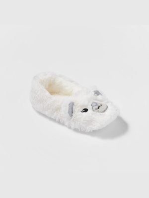 Women's Polar Bear Faux Fur Pull-on Slipper Socks - Ivory