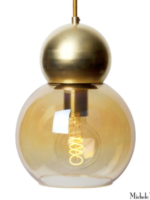 Brass Double Bubble Light Fixture 8 Inch