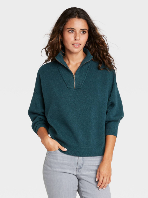 Women's Mock Turtleneck Cozy Quarter Zip Pullover Sweater - Universal Thread™