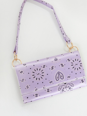 Lilac Scarf Print Shoulder Bag