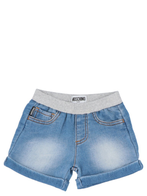 Moschino Kids Teddy Bear Patch Denim Shorts