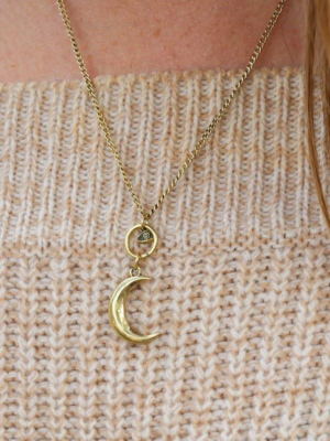 Gold Evil Eye And The Moon Necklace