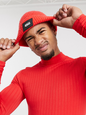 Asos 4505 Knitted Ski Beanie In Red