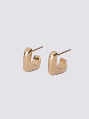 Gold Medium J Stack Earrings