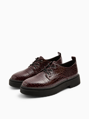 Archer Burgundy Crocodile Lace Up Brogues