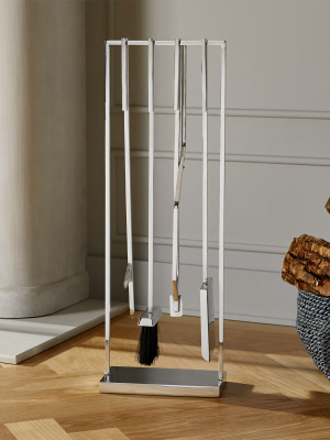 4-piece Bend Stainless Steel Standing Fireplace Tool Set