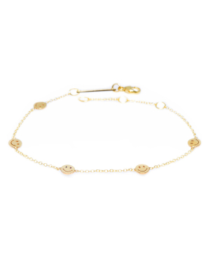 14k Itty Bitty 5 Smiley Faces Bracelet