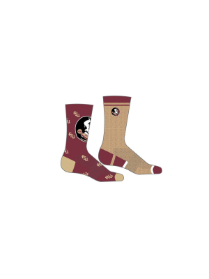 Ncaa Florida State Seminoles Men's Crew Socks 2pk Gift Box - 10-13