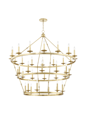 Hudson Valley Lighting Allendale 36-bulb Chandelier - Aged Brass