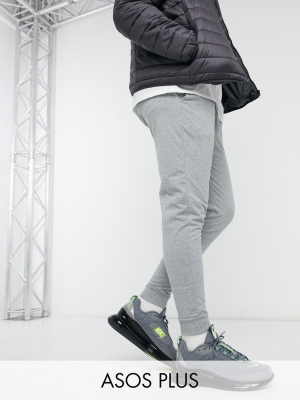 Asos Design Plus Lightweight Skinny Sweatpants In Gray Marl