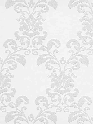 Ornamental Floral Paintable Wallpaper In White Design By Bd Wall