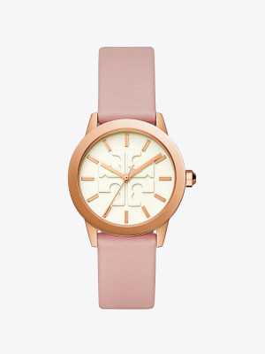 Gigi Watch, Pink Leather/rose Gold Tone, 36 X 42 Mm