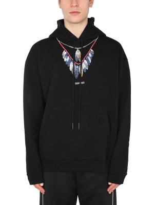 Marcelo Burlon County Of Milan Feather Necklace Printed Hoodie